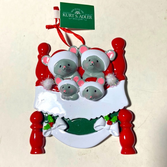 Kurt Adler Porcelain Xmas Tree Ornament Mice Family - Picture 1 of 3